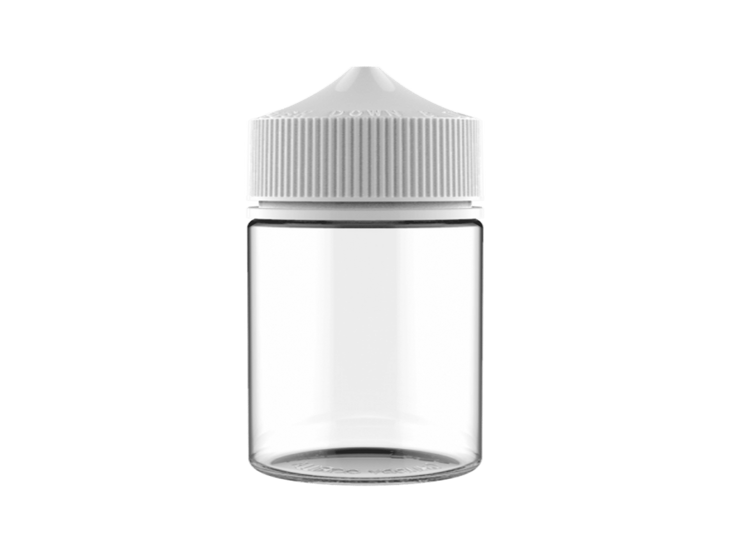 Clear plastic bottles with child-resistant caps arranged on a clean surface, soft lighting highlighting safety features