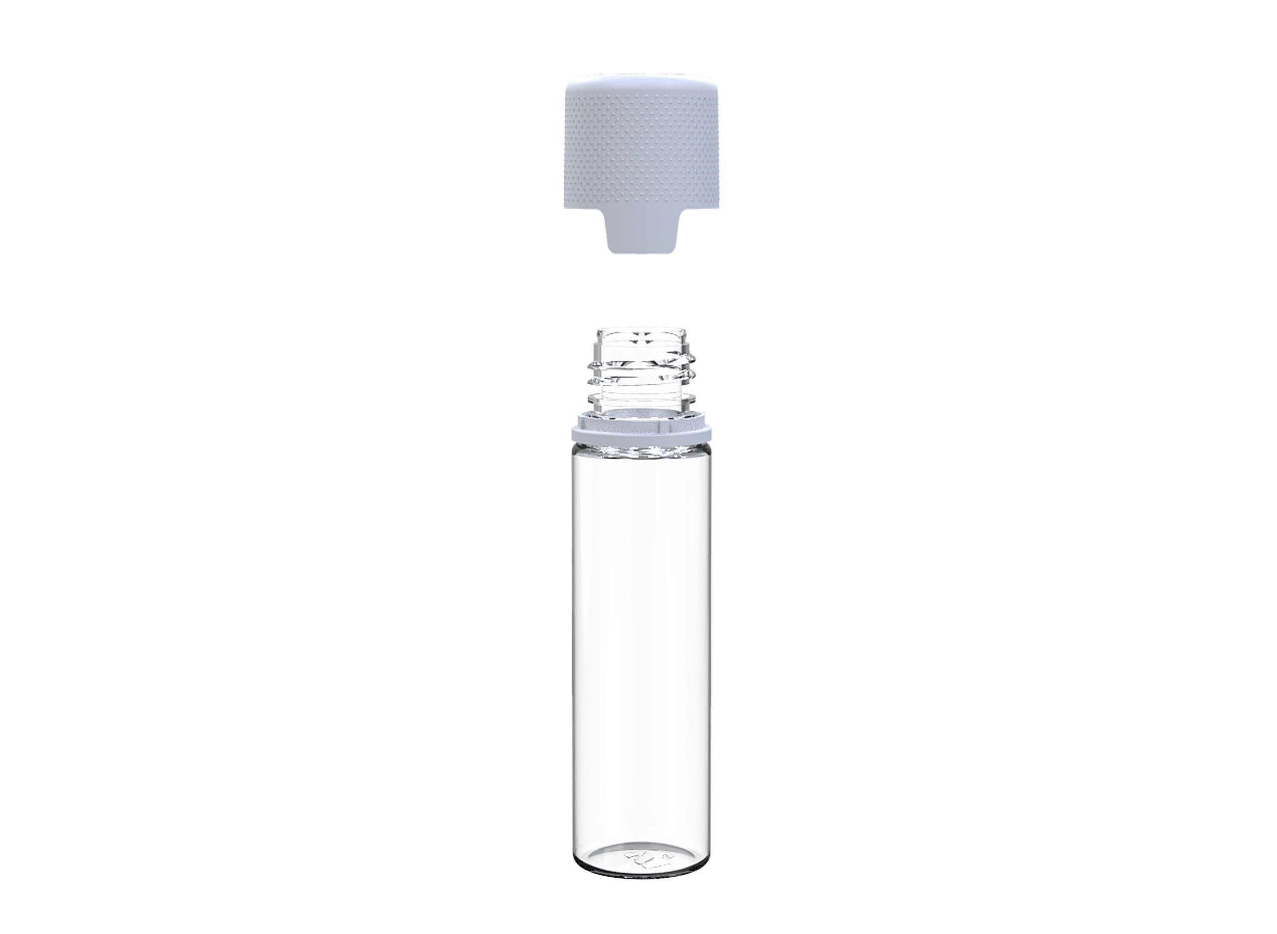 Amber bottle with a black cap and a green leaf design, placed on a white surface against a black background