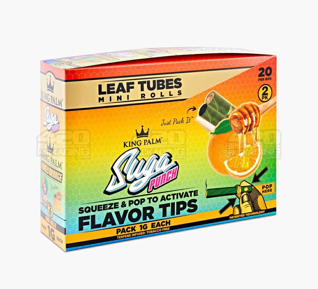 KING PALM | 'Retail Display' Mini Green Natural Leaf Blunt Wraps | 84mm - Suga Punch - 20 Count