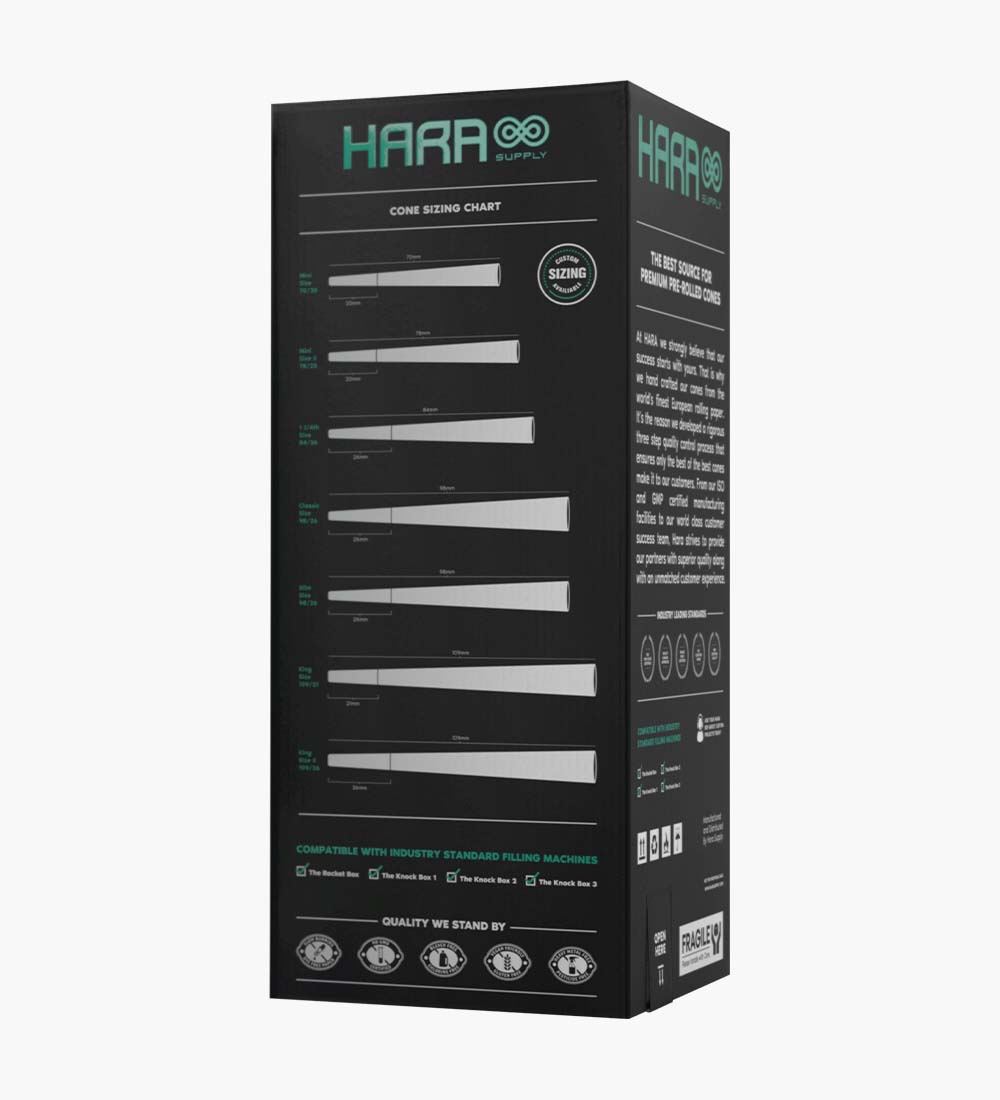 Hara Supply | Classic Size Unbleached Pre-Rolled Cones w/ Filter Tip | 98mm - Brown Paper - 800 Count