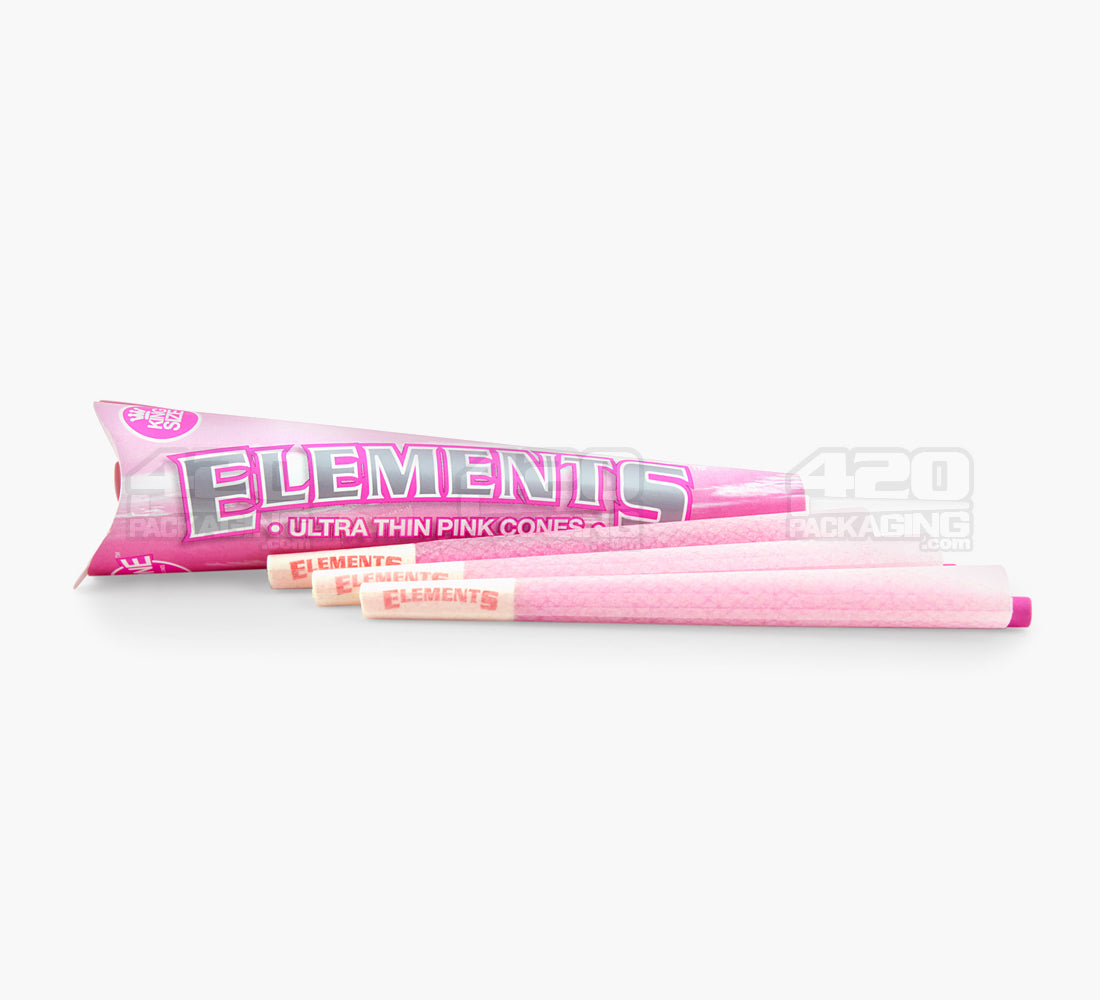 ELEMENTS | 'Retail Display' King Size Ultra Thin Pre-Rolled Cones | 109mm - Pink Rice Paper - 32 Count
