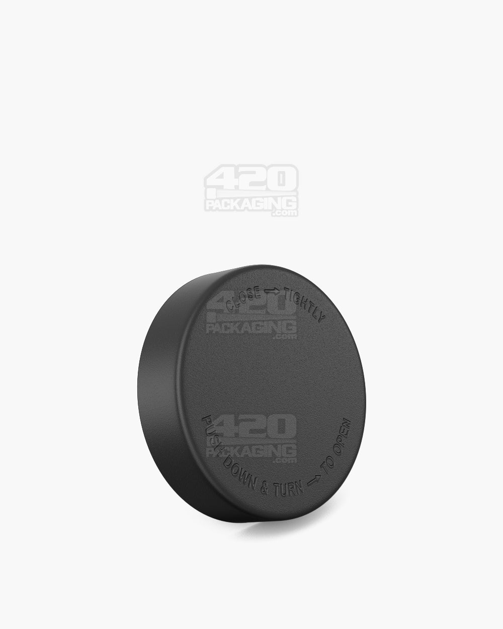 48mm Pollen Gear Flush V2 Push and Turn Child Resistant Plastic Universal Caps w/ Foil Liner - Black - 120/Box