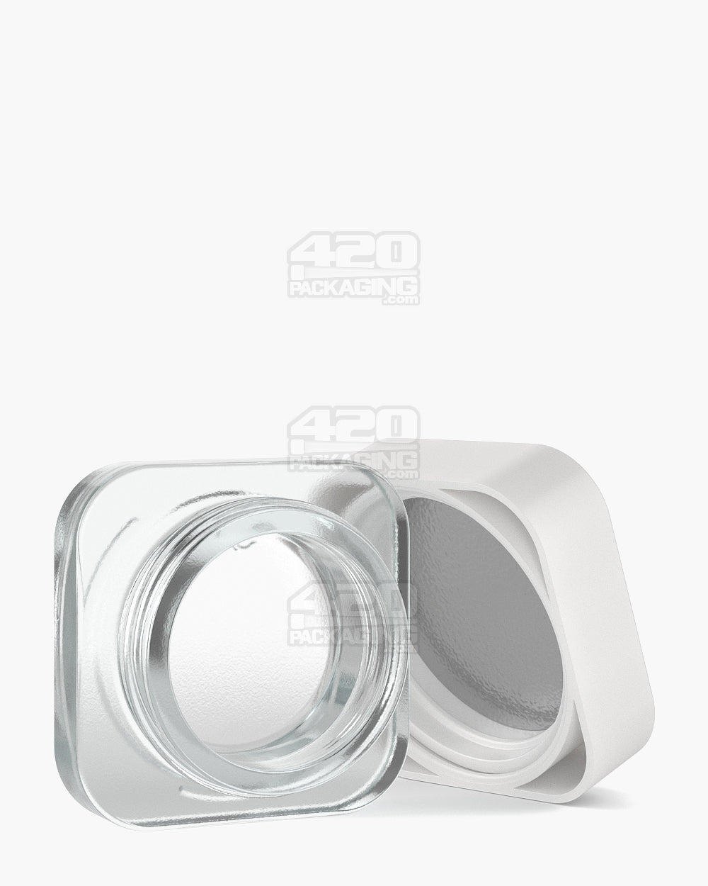 46mm Pollen Gear SoftSquare Smooth Push and Turn Child Resistant Plastic Caps w/ Foil Liner - Matte White - 360/Box - 6