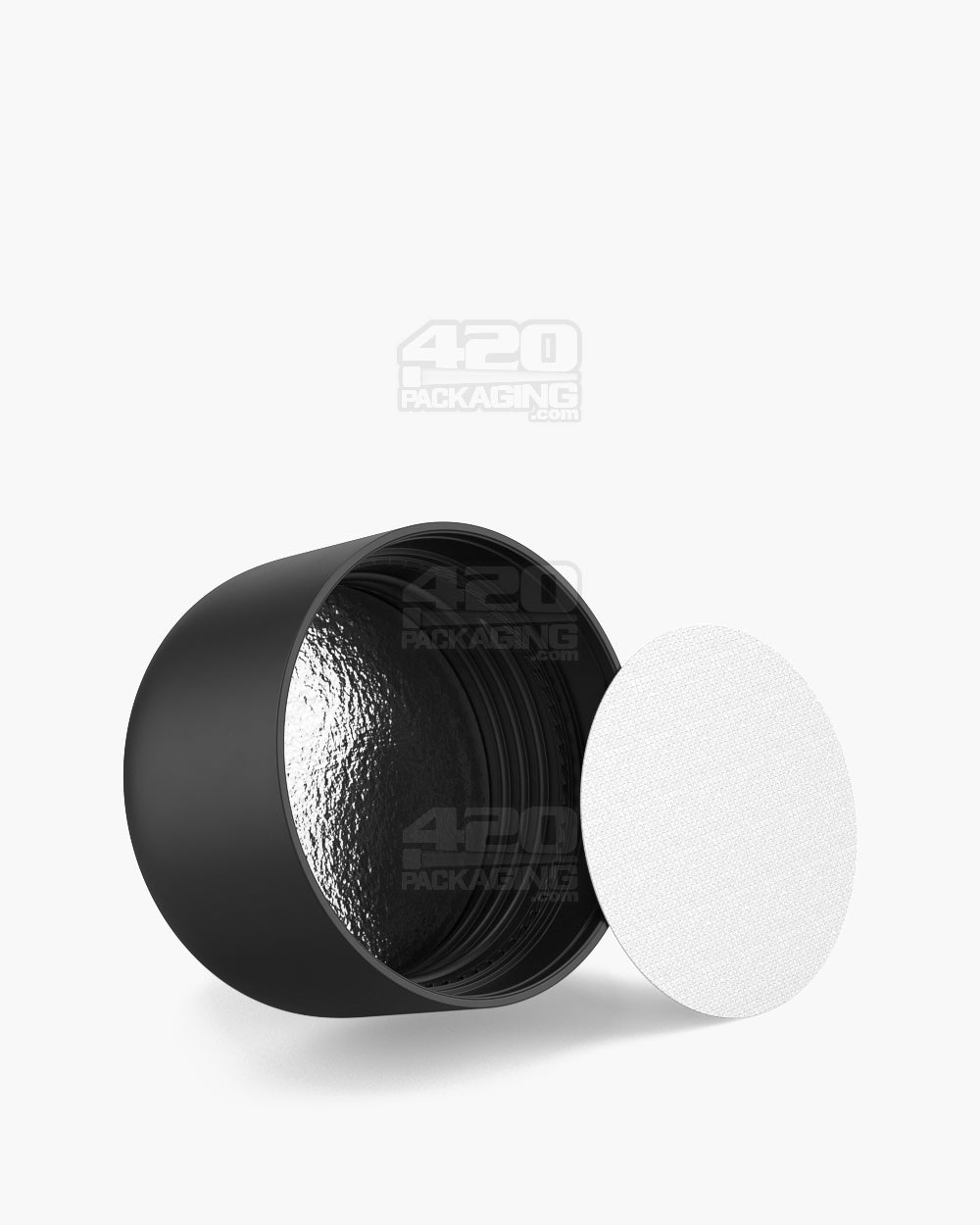 46mm Pollen Gear HiLine Smooth Push and Turn Child Resistant Plastic Round Caps - Matte Black - 72/Box - 5