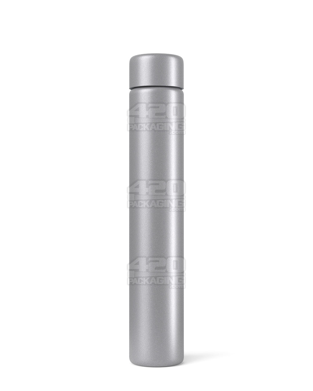 Child Resistant | King Size Push Down and Turn Screw On Opaque Metal Pre-Roll Tubes w/ Cap | 116mm - Silver - 100 Count