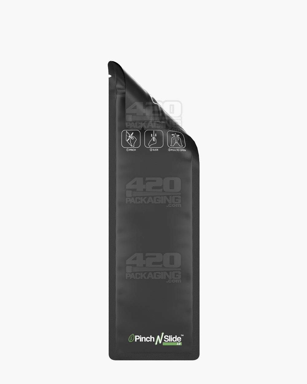 Child Resistant & Tamper Evident | Pinch N Slide 3.0 Matte Black PCR Mylar Bags | 2.4in x 7.8in - 2.5g - 250 Count