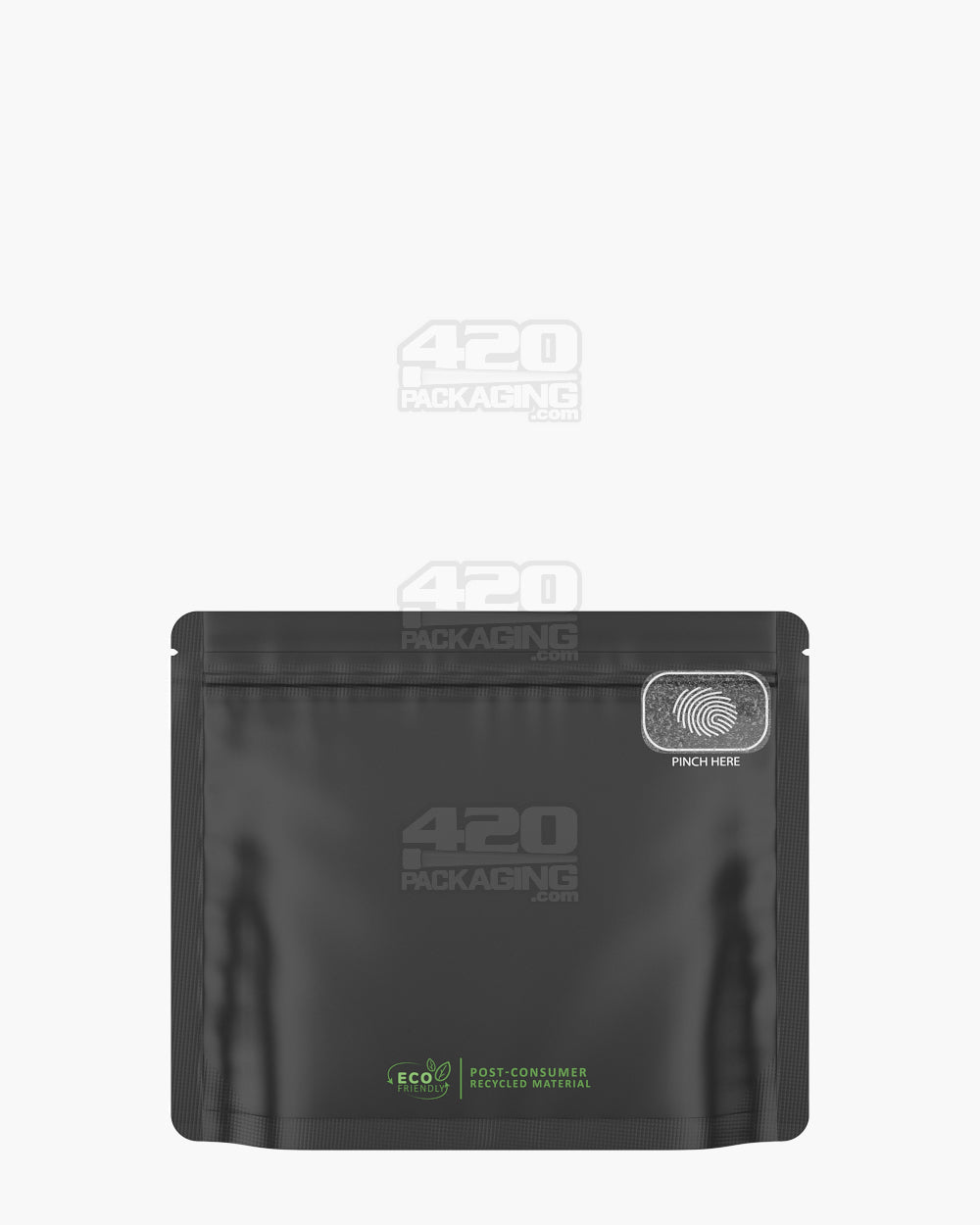 Child Resistant & Tamper Evident | Pinch N Slide 3.0 Matte Black PCR Mylar Exit Bags | 8in x 6.7in - 28g - 250 Count