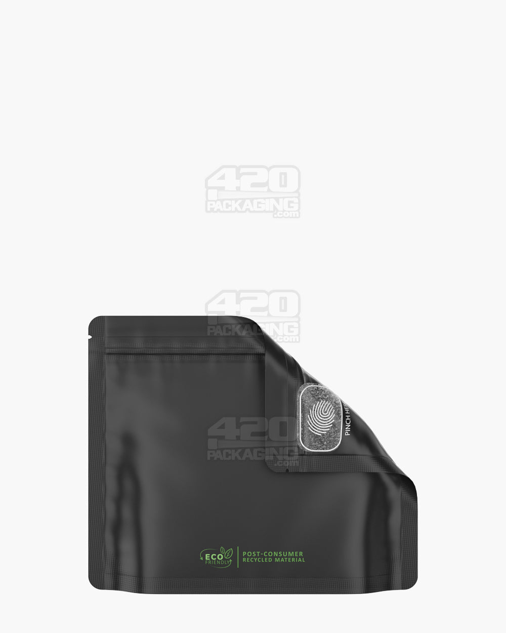 Child Resistant & Tamper Evident | Pinch N Slide 3.0 Matte Black PCR Mylar Exit Bags | 8in x 6.7in - 28g - 250 Count