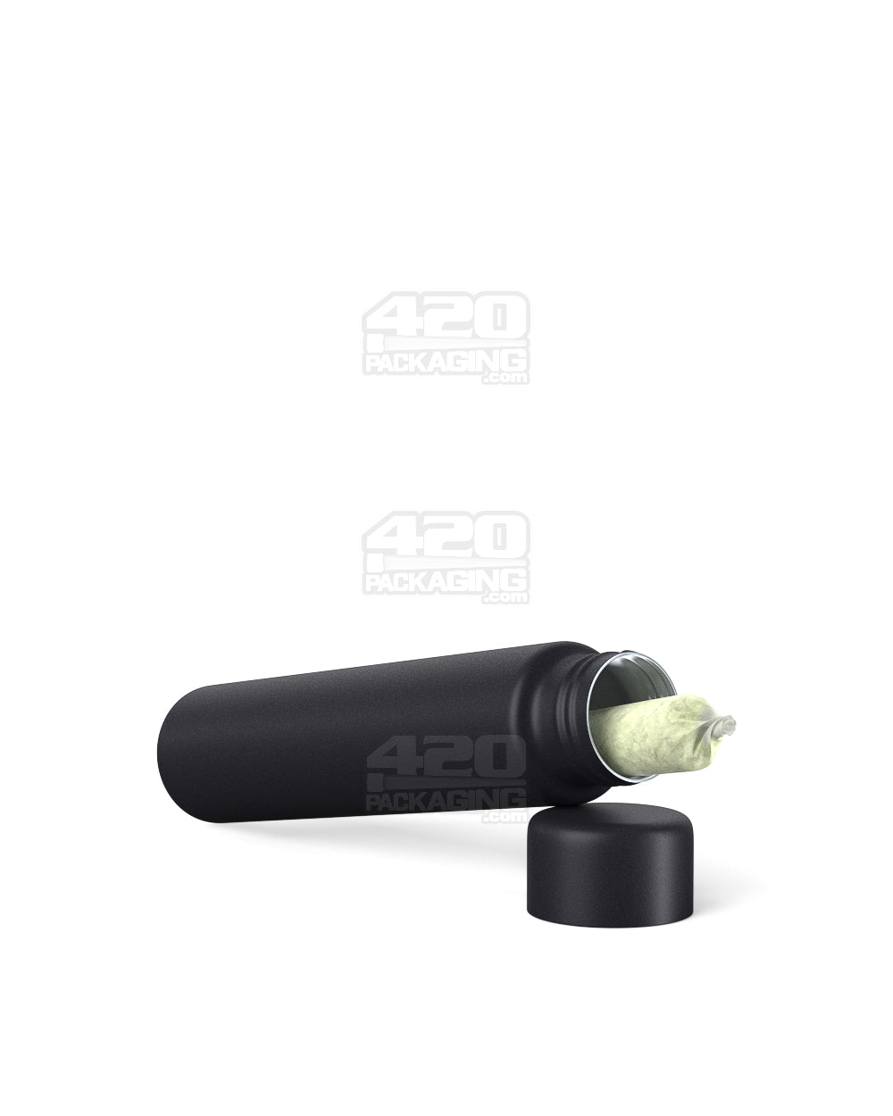 Child Resistant | Push Down and Turn Screw On Opaque Metal Pre-Roll Tubes w/ Cap | 95mm - Black - 100 Count