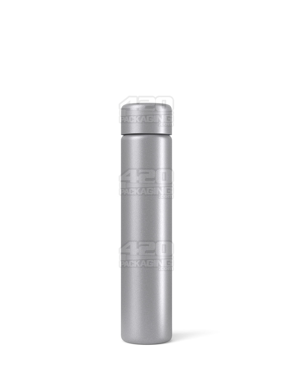 Child Resistant | Push Down and Turn Screw On Opaque Metal Pre-Roll Tubes w/ Cap | 95mm - Silver - 100 Count
