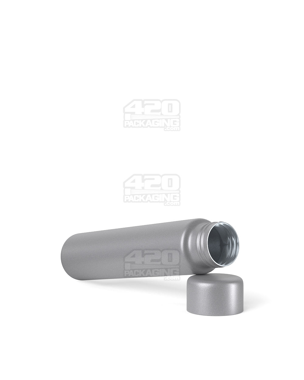 Child Resistant | Push Down and Turn Screw On Opaque Metal Pre-Roll Tubes w/ Cap | 95mm - Silver - 100 Count