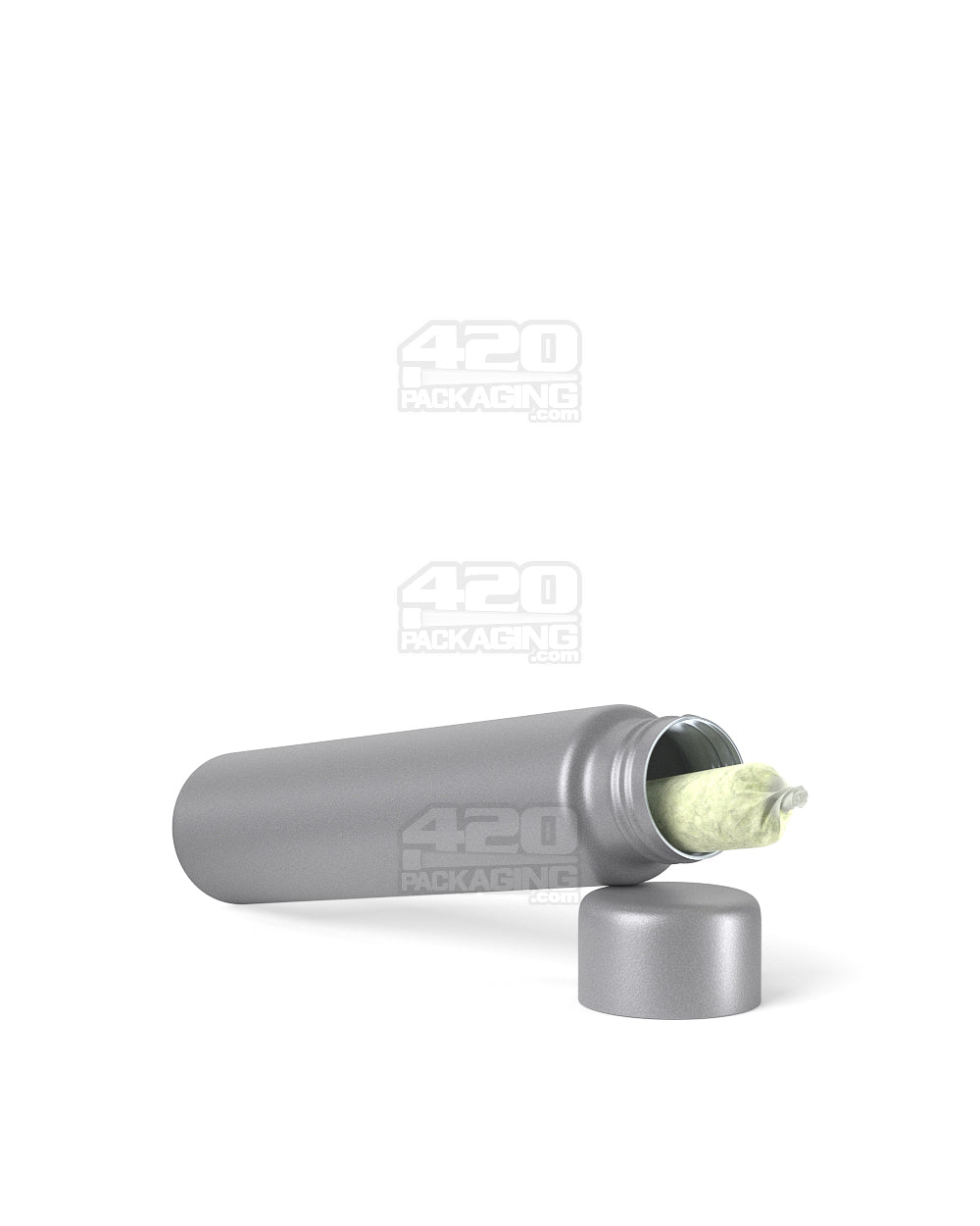 Child Resistant | Push Down and Turn Screw On Opaque Metal Pre-Roll Tubes w/ Cap | 95mm - Silver - 100 Count