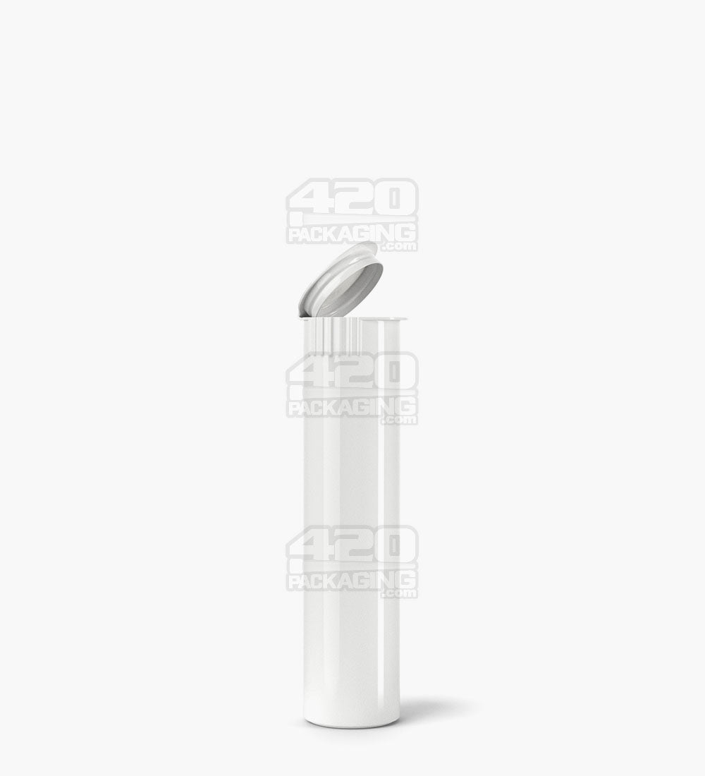 Child Resistant | Pop Top Opaque Plastic Pre-Roll Tubes (Open) | 78mm - White - 1200 Count