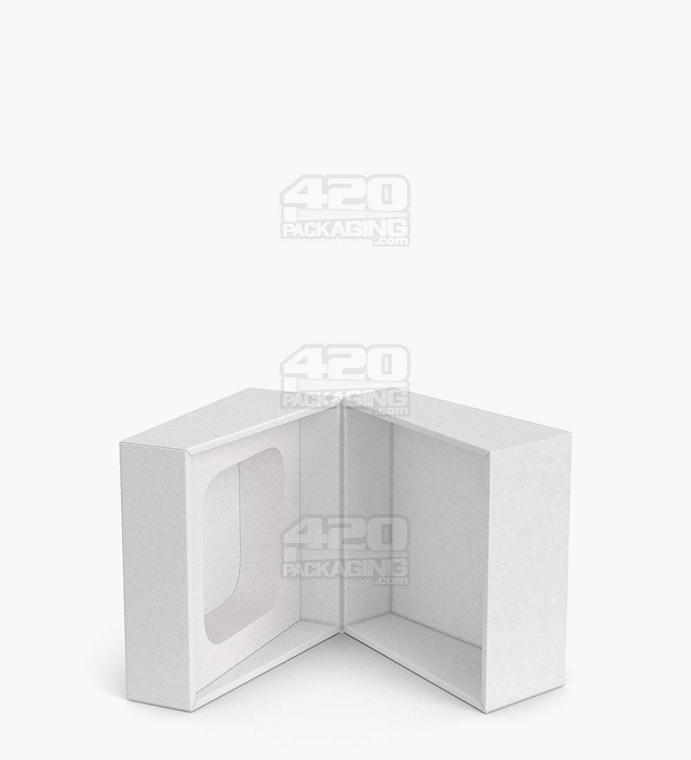 Child Resistant | 100% Recyclable Magnetic Qube Concentrate Container Cardboard Box w/ Foam Interior | 43mm - White - 100 Count