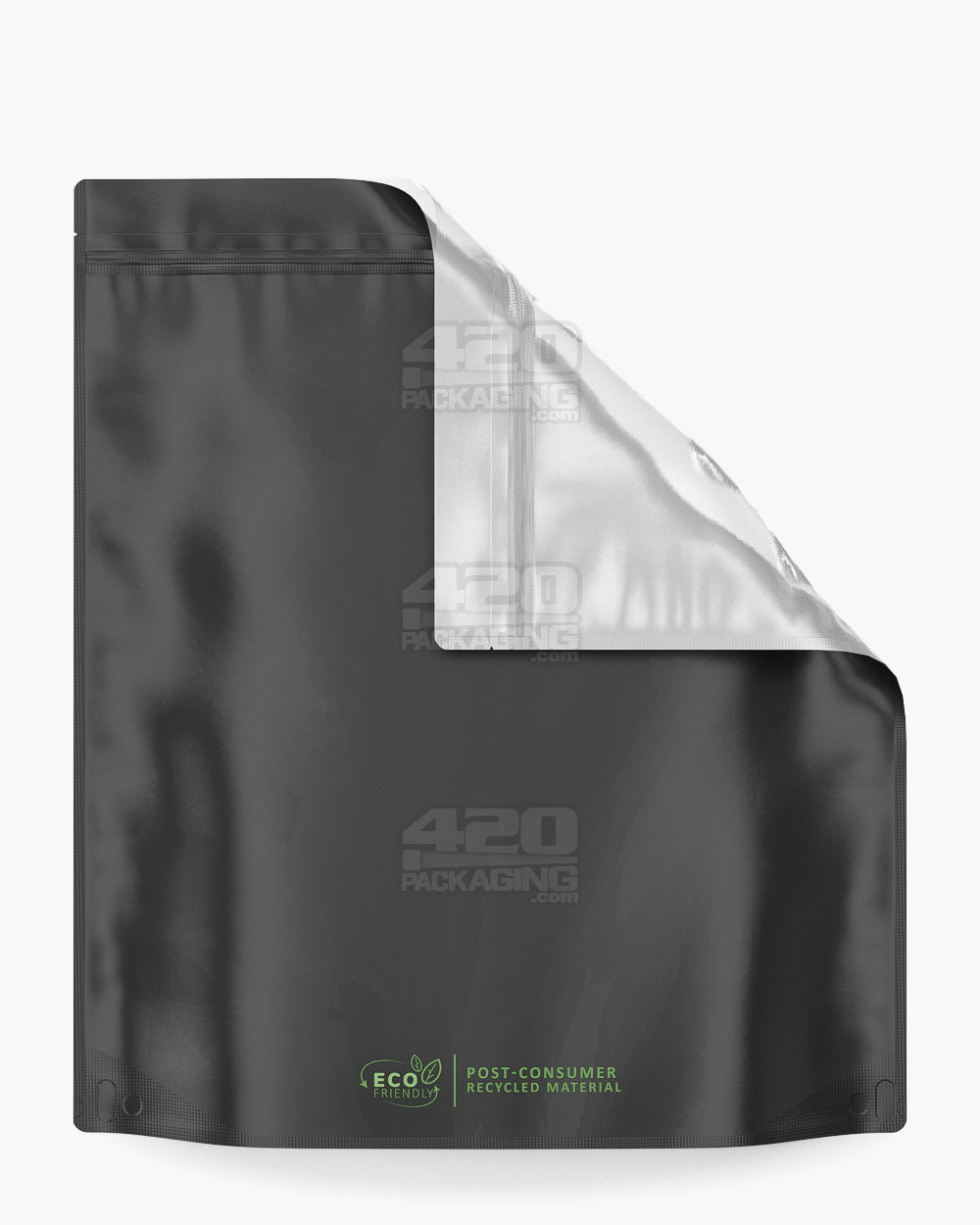 Tamper Evident | Matte Black Vista PCR Mylar Bags (Tear Notch) | 14.6in x 16.4in - 448g - 100 Count