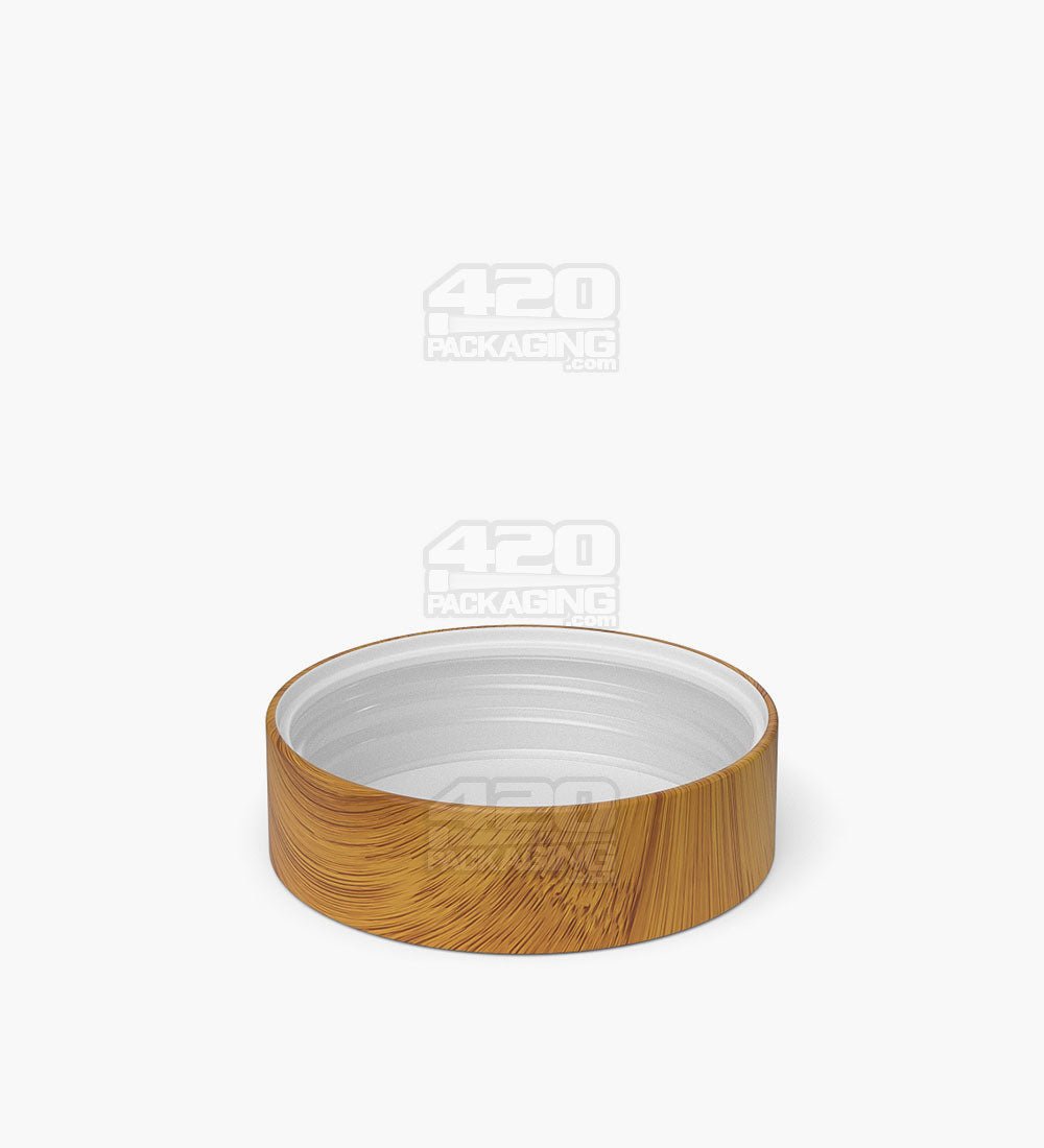 55mm Flat Push Down and Turn Plastic CR Caps with Foam Liner - Bamboo Wood - 100/Box - 4