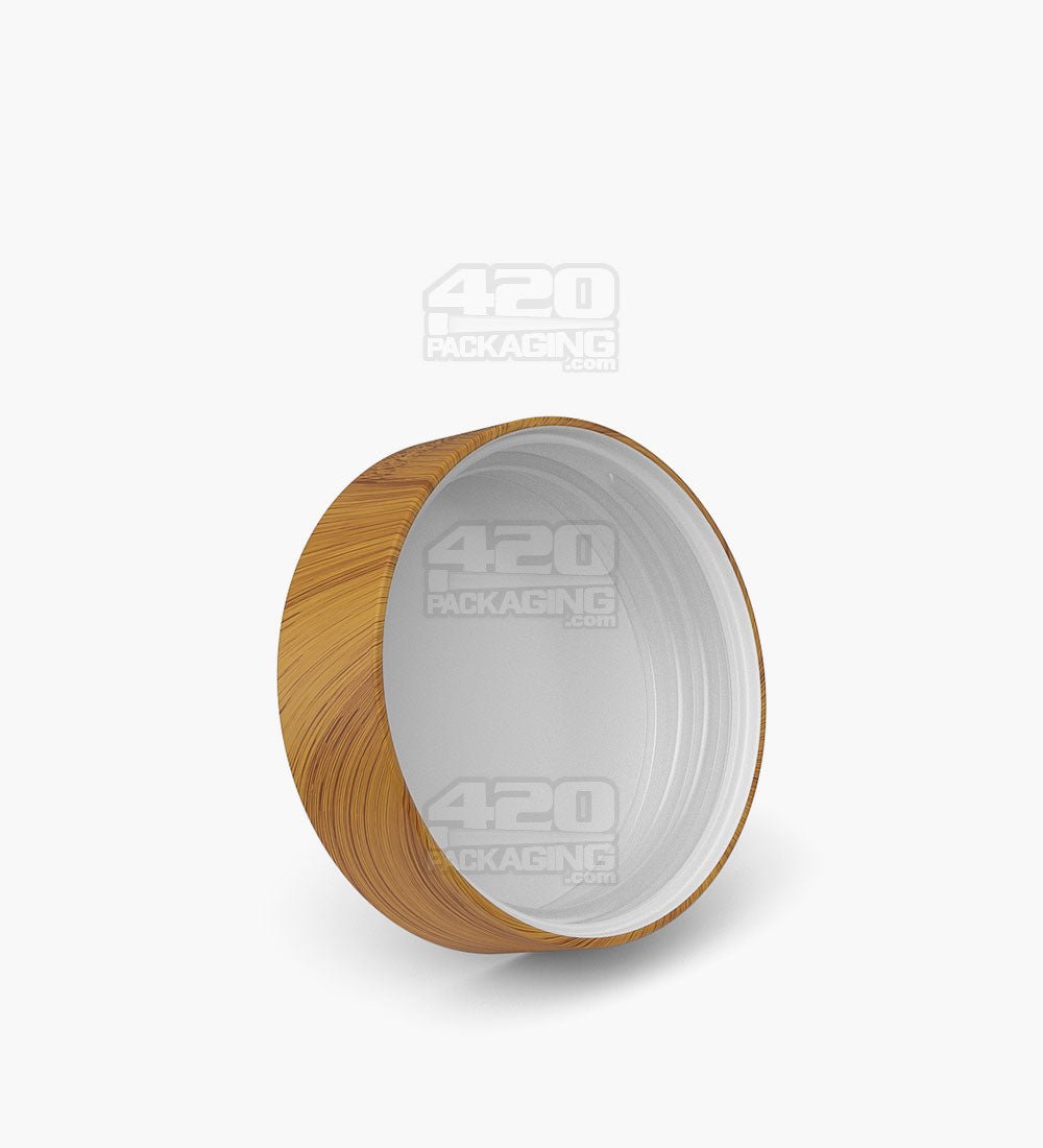 55mm Flat Push Down and Turn Plastic CR Caps with Foam Liner - Bamboo Wood - 100/Box - 2