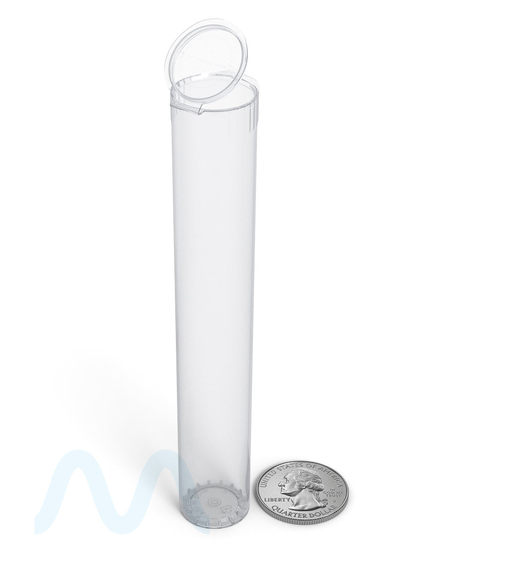 Child Resistant | King Size Pop Top Transparent Plastic USA Pre-Roll Tubes (Open) | 116mm - Clear - 1000 Count