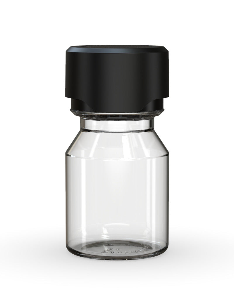 CHUBBY GORILLA | Child Resistant Stubby Aviator Shot Bottles Clear | 30mL - w/ Black Lid - 800 Count