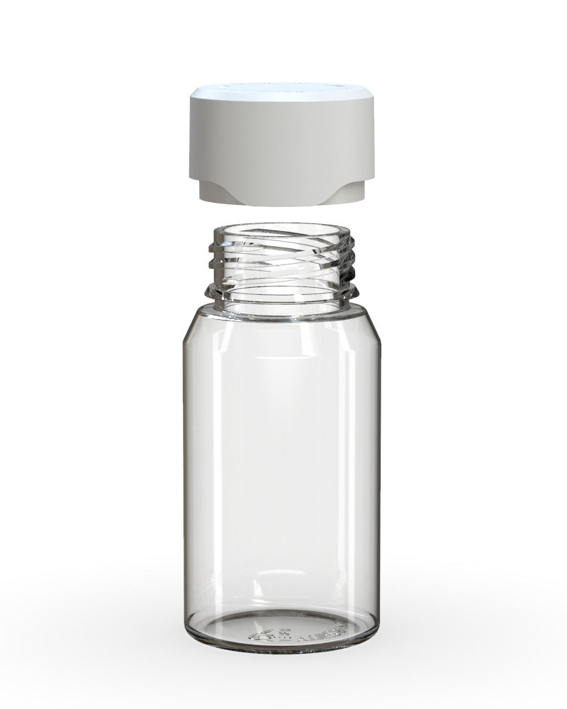 CHUBBY GORILLA | Child Resistant Mini Aviator Shot Bottles Clear | 60mL - w/ White Lid - 500 Count