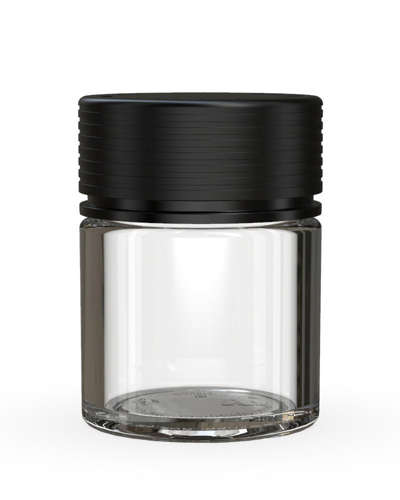 CHUBBY GORILLA | Child Resistant Clear Plastic Thick Wall Spiral Jar w/ Black Cap | 55mm - 2oz - 150 Count