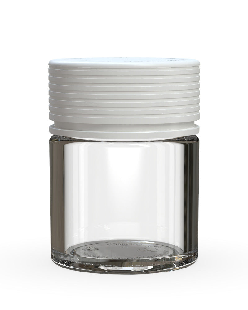 CHUBBY GORILLA | Child Resistant Clear Plastic Thick Wall Spiral Jar w/ White Cap | 55mm - 2oz - 150 Count