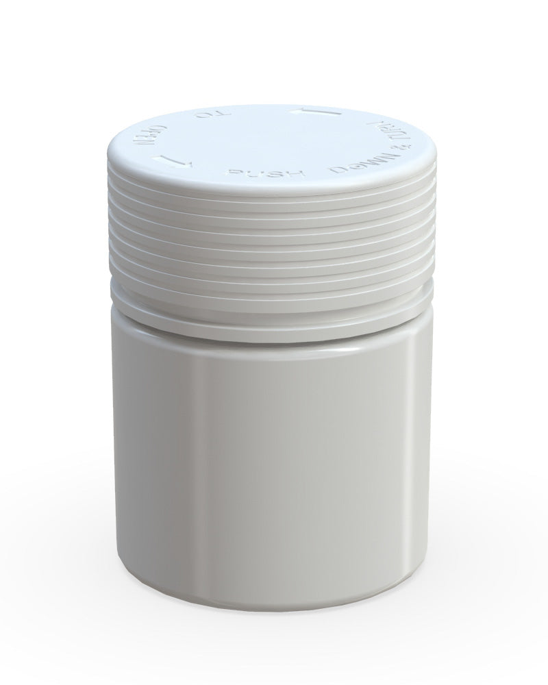 CHUBBY GORILLA | Child Resistant White Plastic Thick Wall Spiral Jar w/ White Cap | 55mm - 2oz - 150 Count