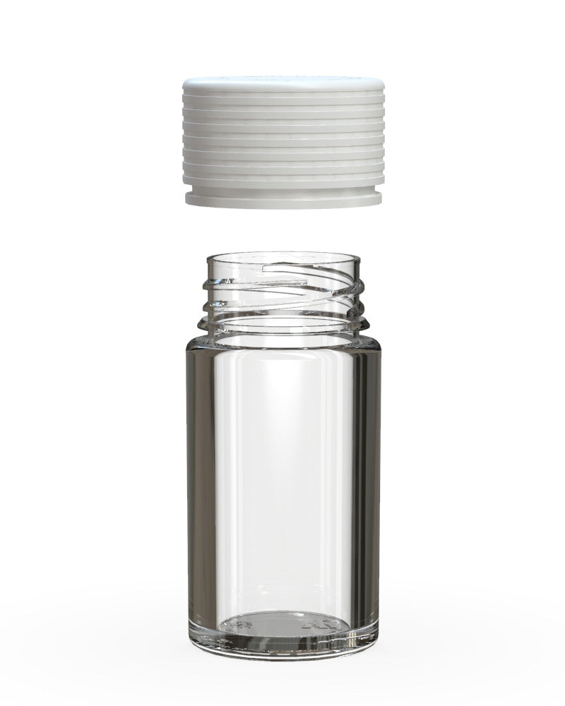 CHUBBY GORILLA | Child Resistant Clear Plastic Mini Spiral Jar w/ White Cap | 55mm - 1oz - 200 Count