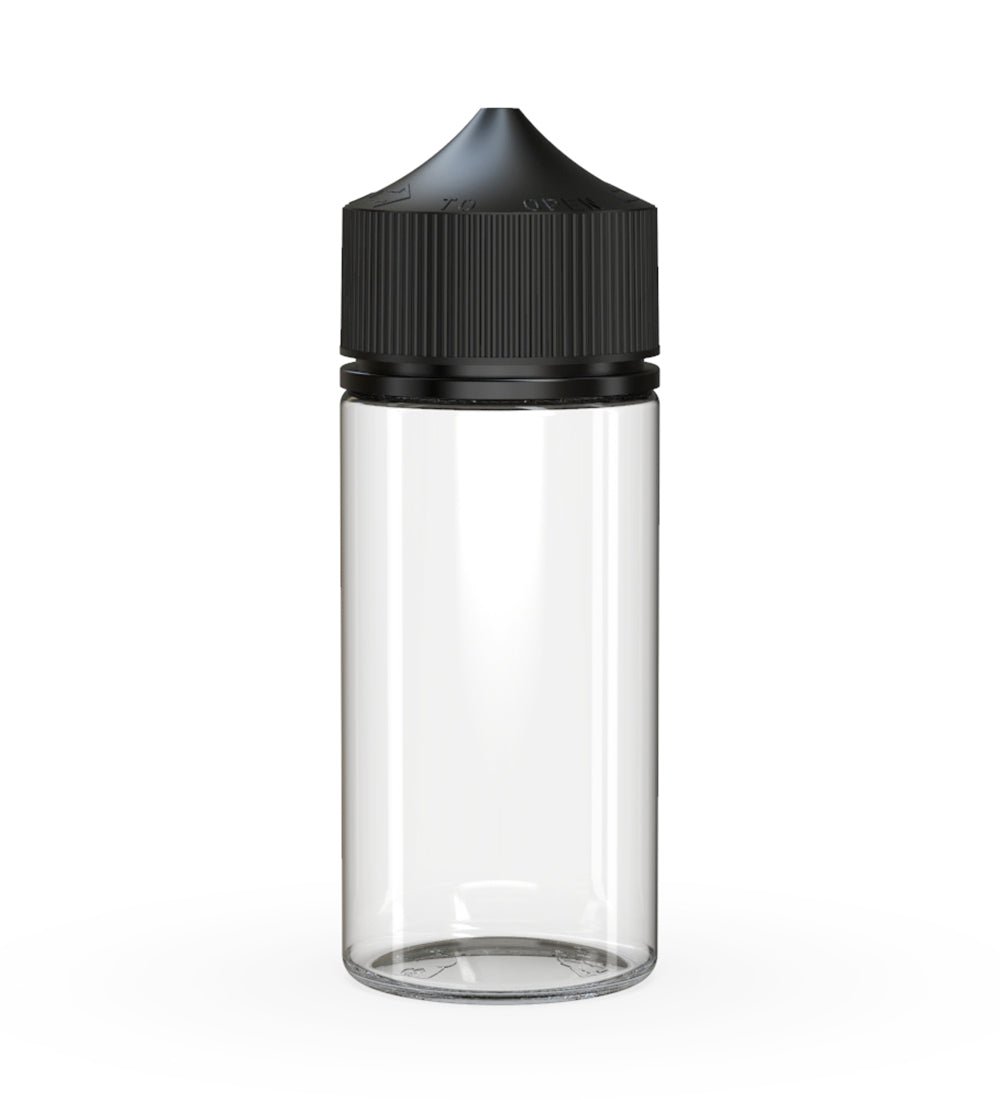 CHUBBY GORILLA Child Resistant Unicorn V3 PET Dropper Bottles Clear | 100mL - w/ Black Lid | Sample