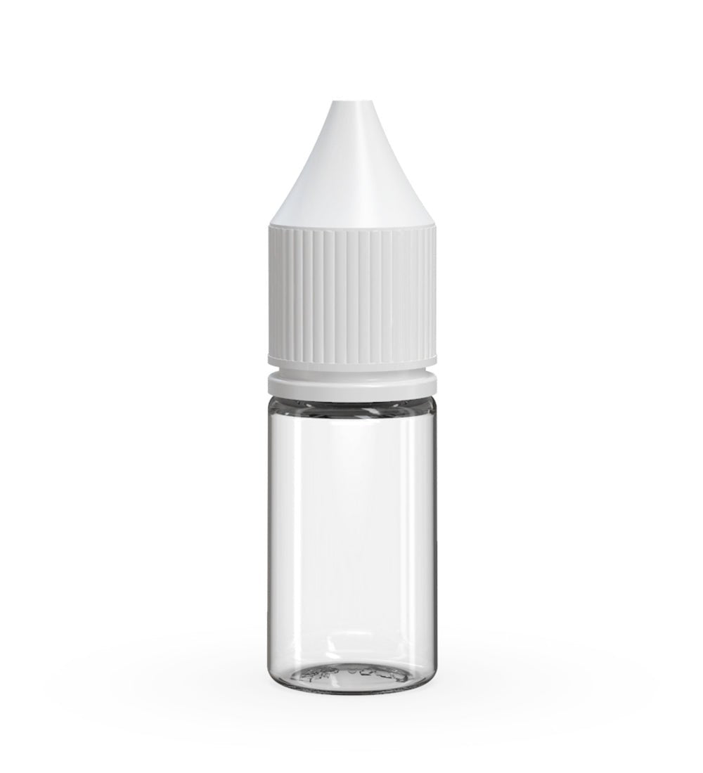CHUBBY GORILLA Child Resistant Unicorn V3 PET Dropper Bottles Clear | 10mL - w/ White Lid | Sample