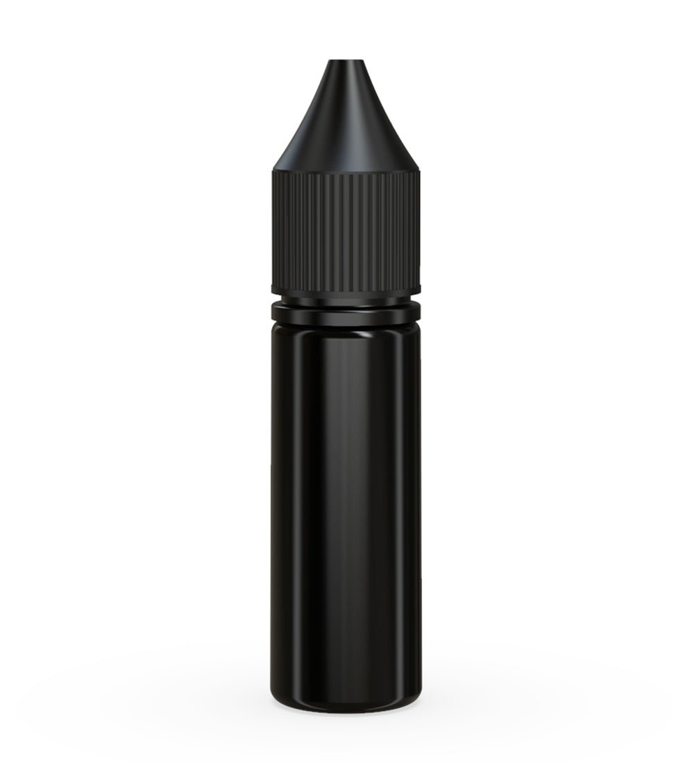 CHUBBY GORILLA Child Resistant Unicorn V3 PET Dropper Bottles Opaque Black | 16.5mL - w/ Black Lid | Sample