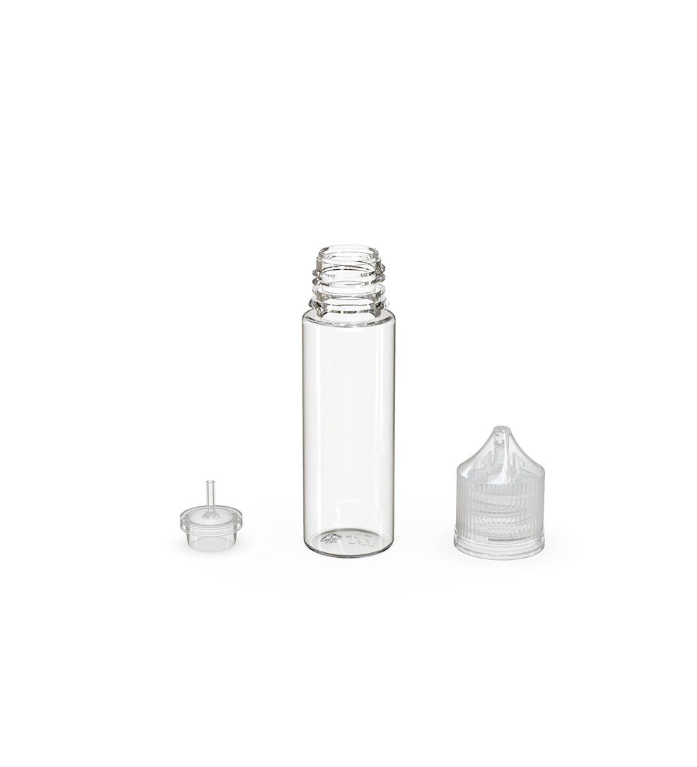 50mL Chubby Gorilla Clear Child Resistant PET Unicorn Dropper Bottles w/ Clear Closure 500/Box - 4