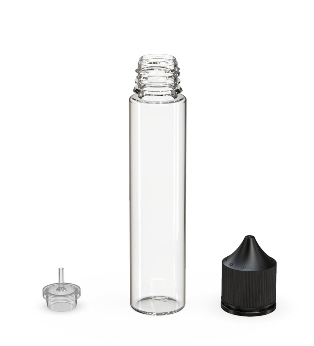 75mL Chubby Gorilla Clear Child Resistant PET Unicorn Dropper Bottles w/ Black Closure 500/Box - 4