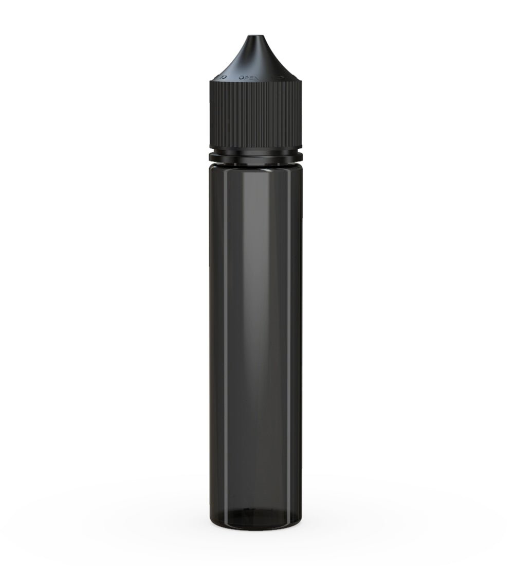 CHUBBY GORILLA Child Resistant Unicorn V3 PET Dropper Bottles Transparent Black | 75mL - w/ Black Lid | Sample