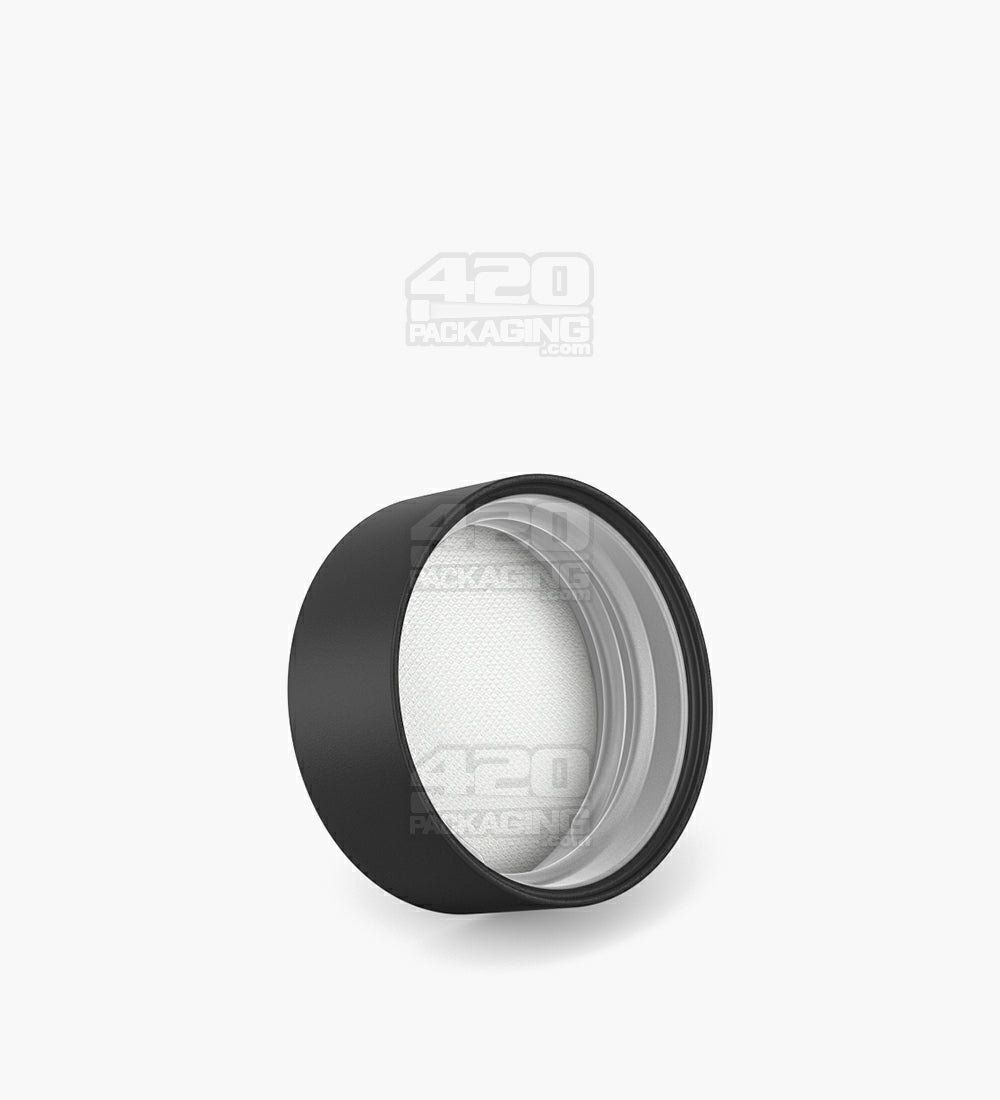 Child Resistant | Smooth Push Down & Turn Plastic PCR Caps w/ Foil & Heat Liner | 38mm - Matte Black - 320 Count