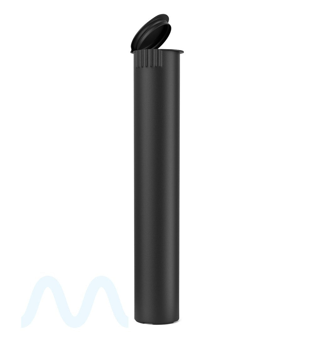 Child Resistant King Size Pop Top Opaque Plastic PCR Pre-Roll Tubes | 116mm - Matte Black | Sample