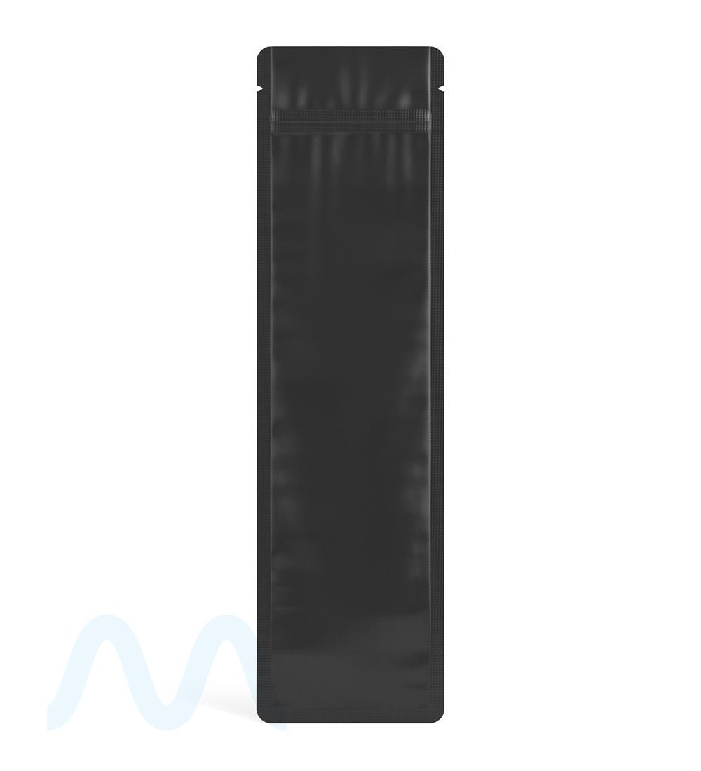Tamper Evident Matte Black PCR Mylar Bags for Pre-Roll/Syringe (Tear Notch) | 2.5in x 9in - 3.5g | Sample