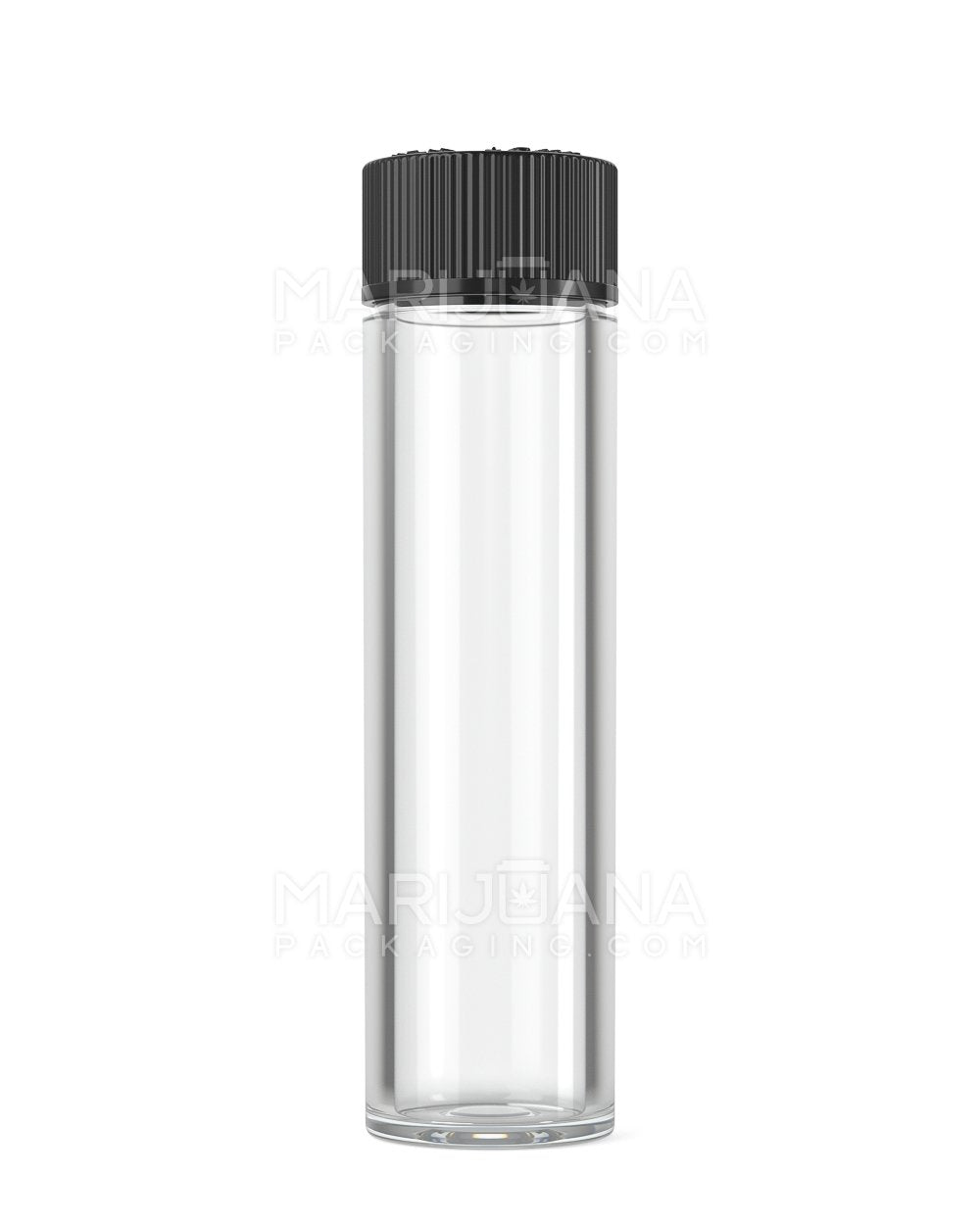 Child Resistant Push Down & Turn Vape Cartridge Tube w/ Black Cap | 84mm - Clear | Sample