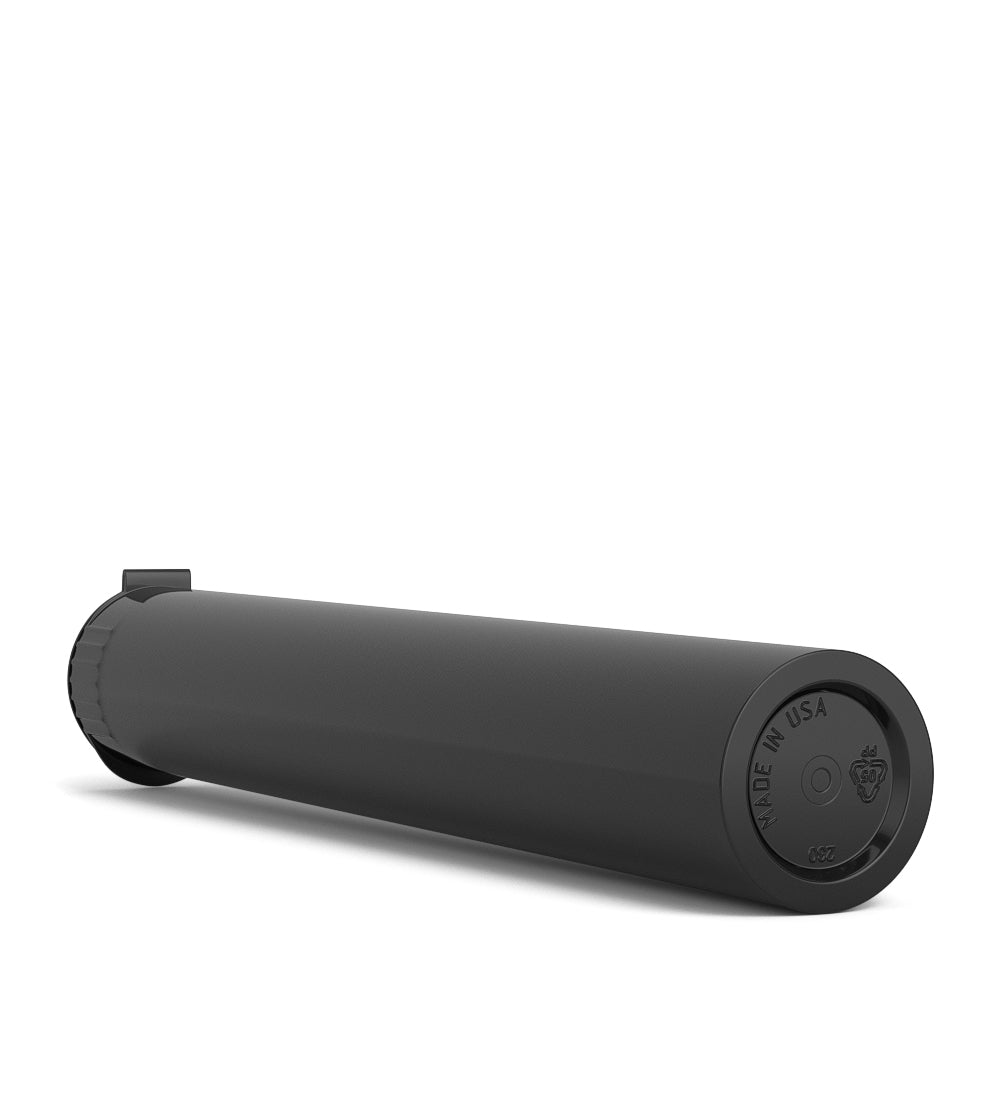 Child Resistant | King Size Pop Top Opaque Plastic USA Pre-Roll Tubes (Open) | 116mm - Black - 1000 Count