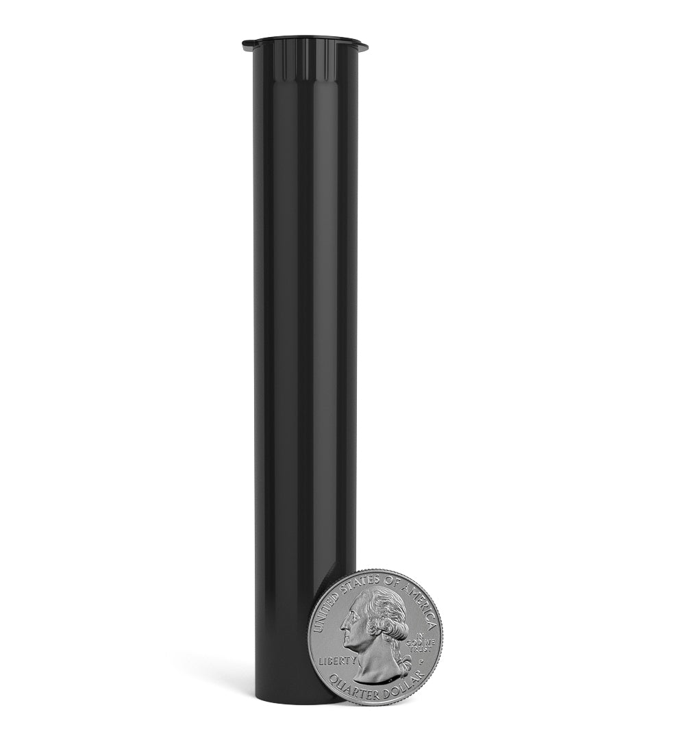 Child Resistant | King Size Pop Top Opaque Plastic USA Pre-Roll Tubes (Open) | 116mm - Black - 1000 Count