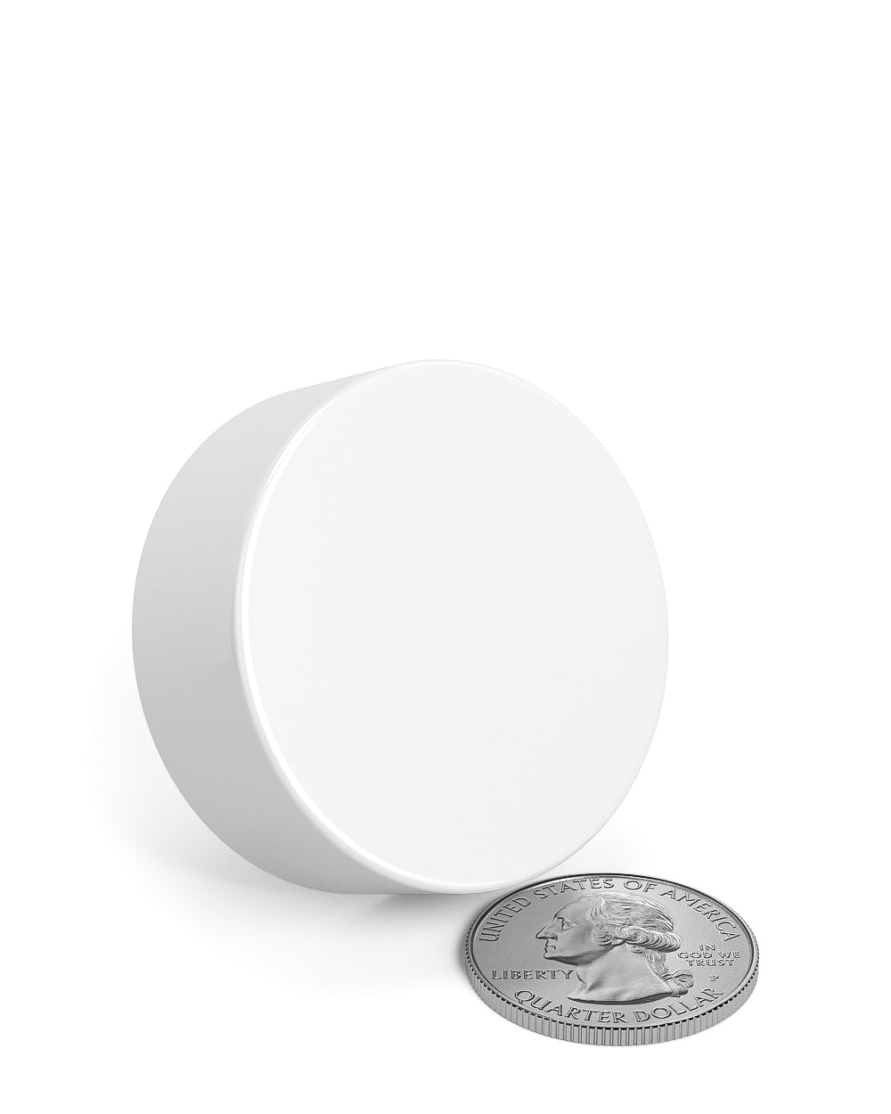 Child Resistant | Smooth Push Down & Turn Plastic PCR Caps w/ Foil Liner | 38mm - Glossy White - 320 Count