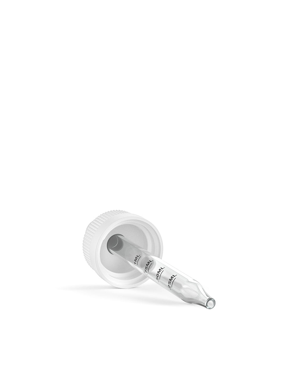 Child Resistant | White Graduated Ribbed Glass Dropper Cap | 2oz - 1mL - 240 Count