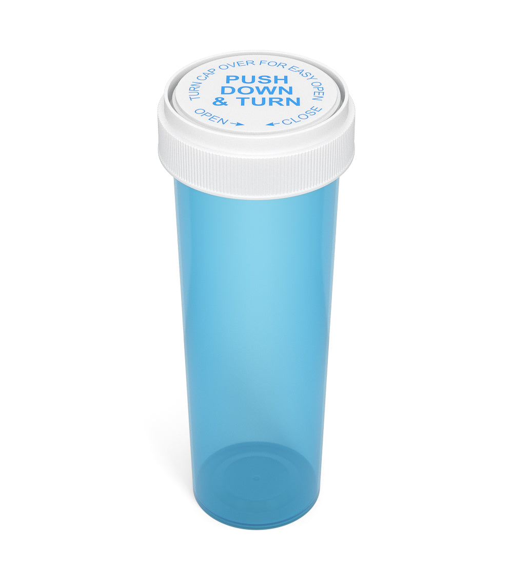 Child Resistant | Blue Reversible Cap Vials | 60dr - 14g - 100 Count