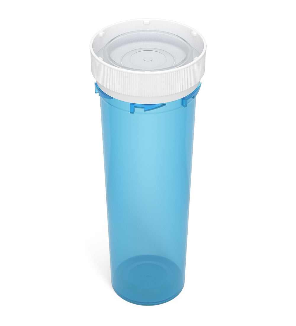 Child Resistant | Blue Reversible Cap Vials | 60dr - 14g - 100 Count