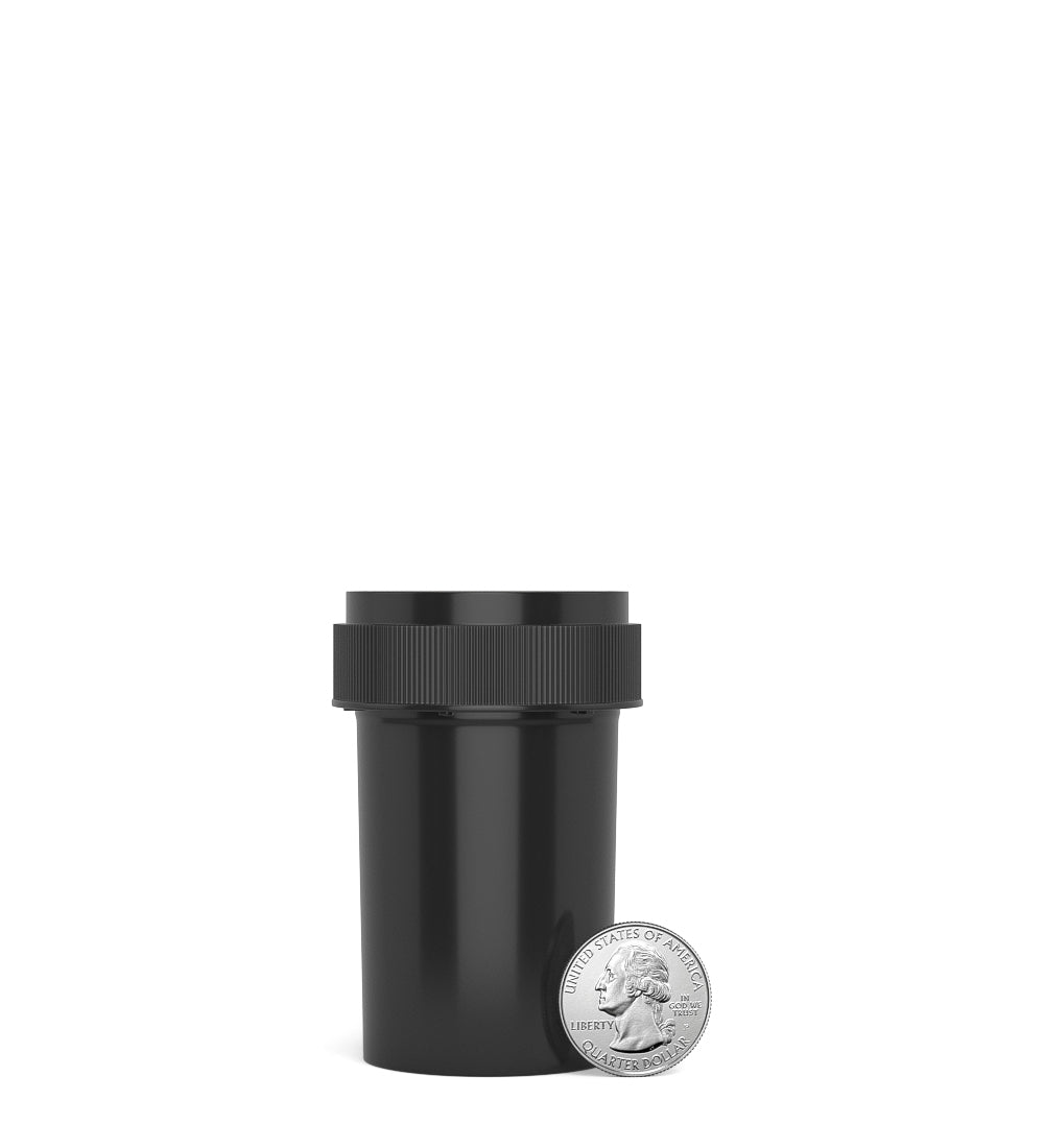 Child Resistant | Black Reversible PCR Cap Vials | 20dr - 3.5g - 240 Count