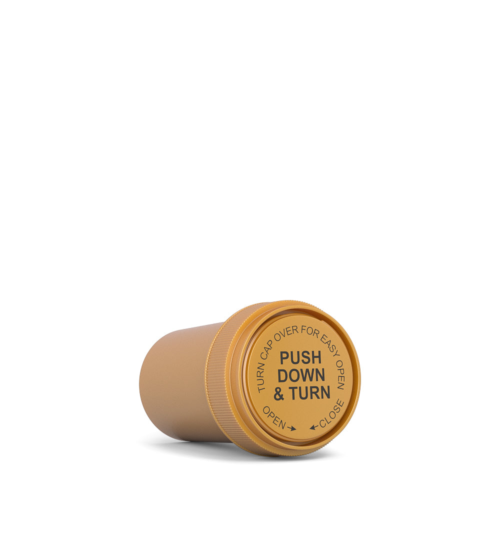 Child Resistant | Opaque Gold Blank Cap Reversible Vials | 20dr - 3.5g - 240 Count