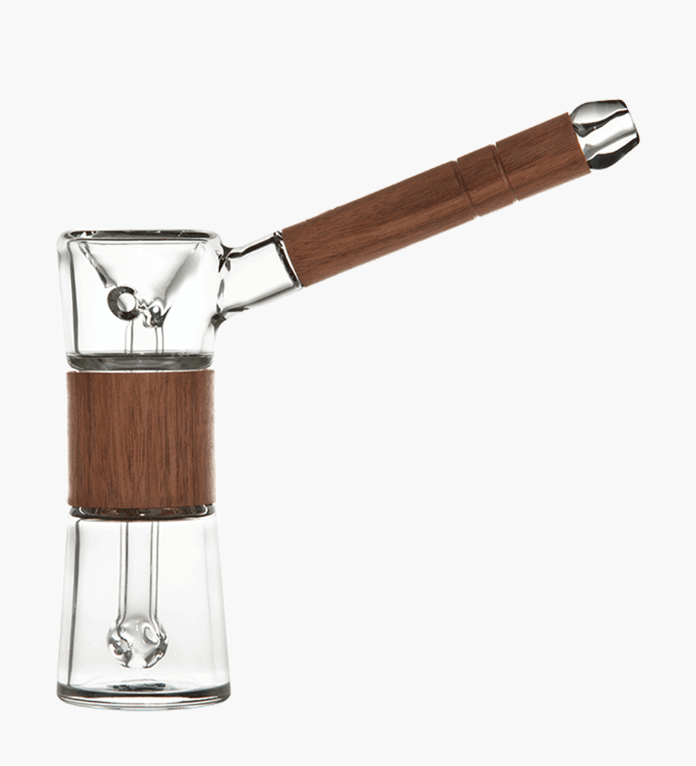 Marley Natural | Hammer Glass Bubbler w/ Thick Base | 5.5in Tall - 14mm Bowl - Black Walnut - 1