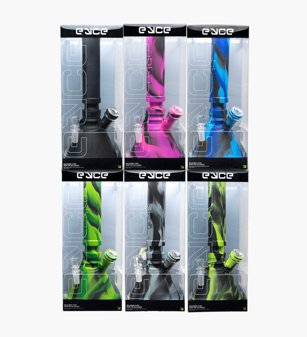 Eyce | Straight Neck Platinum-Cure Silicone Beaker Water Pipe | 12in Tall - 14mm Bowl - Assorted - 1