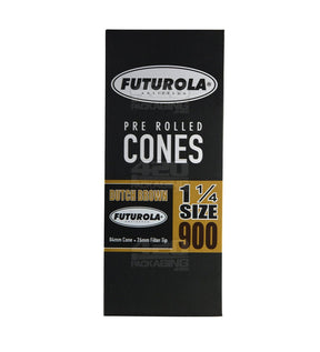 Futurola 84mm 1 1/4 Size Dutch Brown Pre Rolled Paper Cones 900/Box - 3
