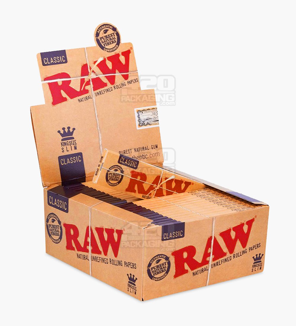 RAW King Size Slim Classic Rolling Papers 50/Box - 1